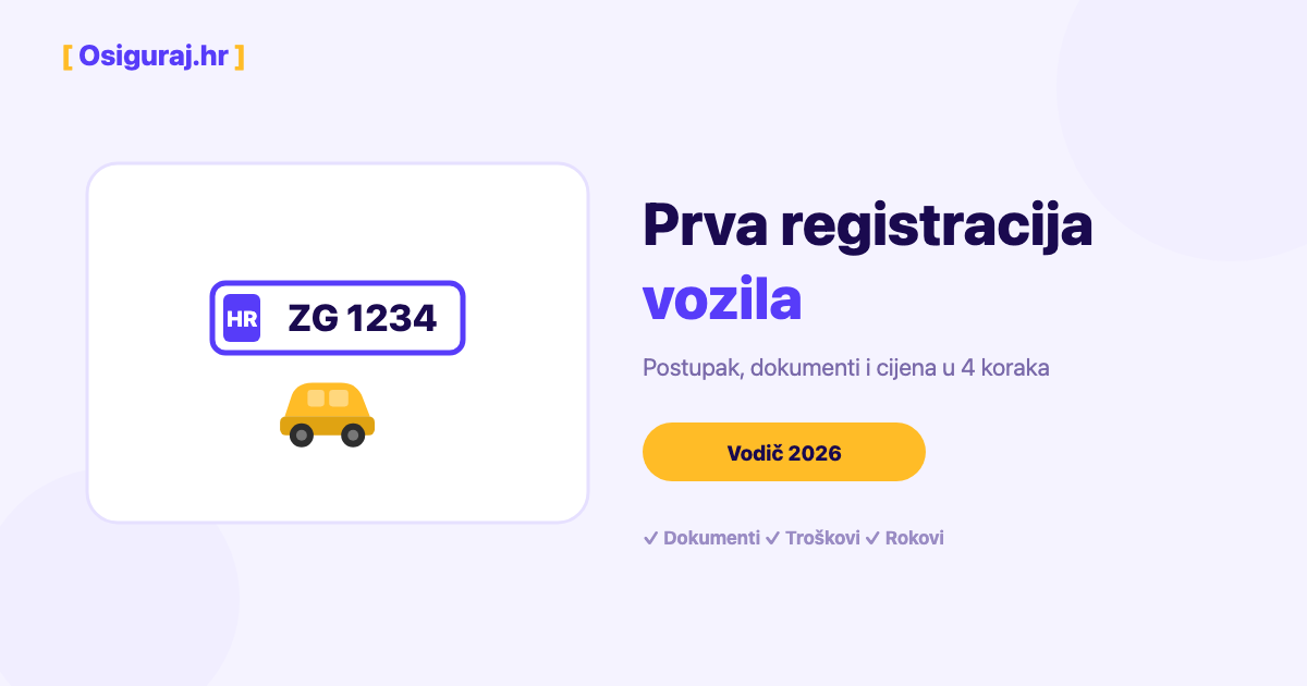 Prva registracija vozila u Hrvatskoj 2026 — postupak, dokumenti i cijena